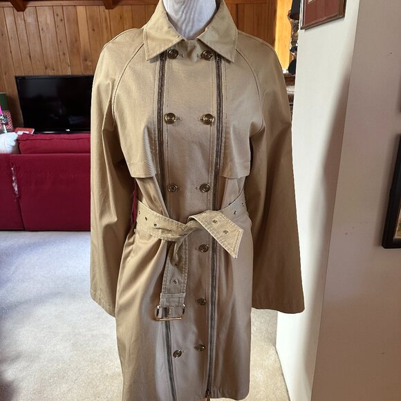 NEW!  MICHAEL KORS Tan Khaki Raincoat - Flawed - XS - Picture 1 of 14